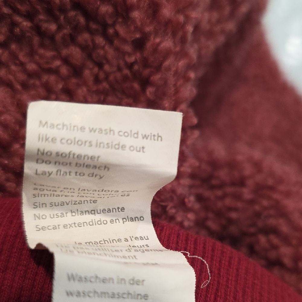 Fabletics Cropped Mock Neck Oversized Burgundy Sweater Fleece - Picture 6 of 7